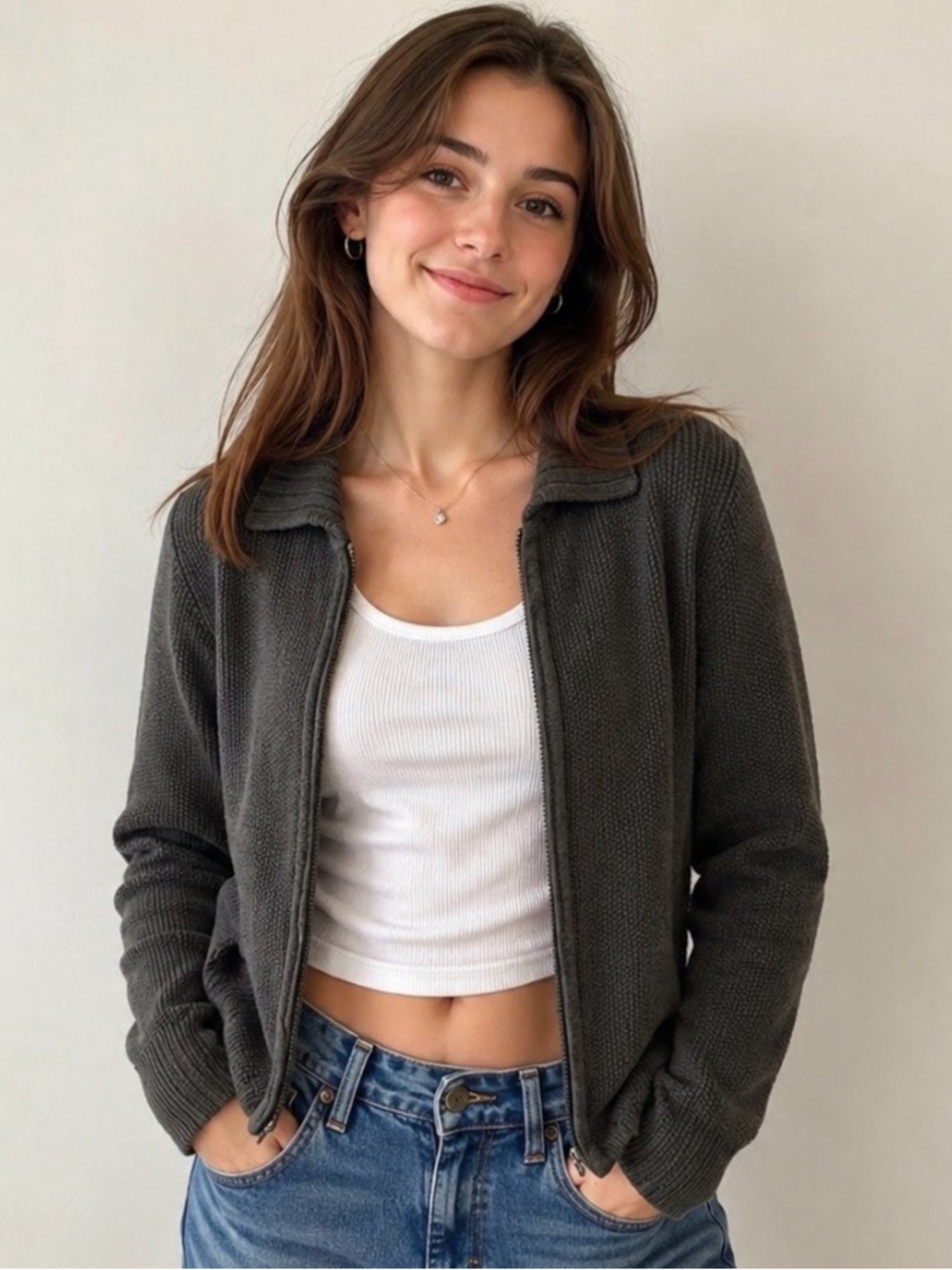 Hannah Andersson- Weekday Winona Zip Cardigan size S